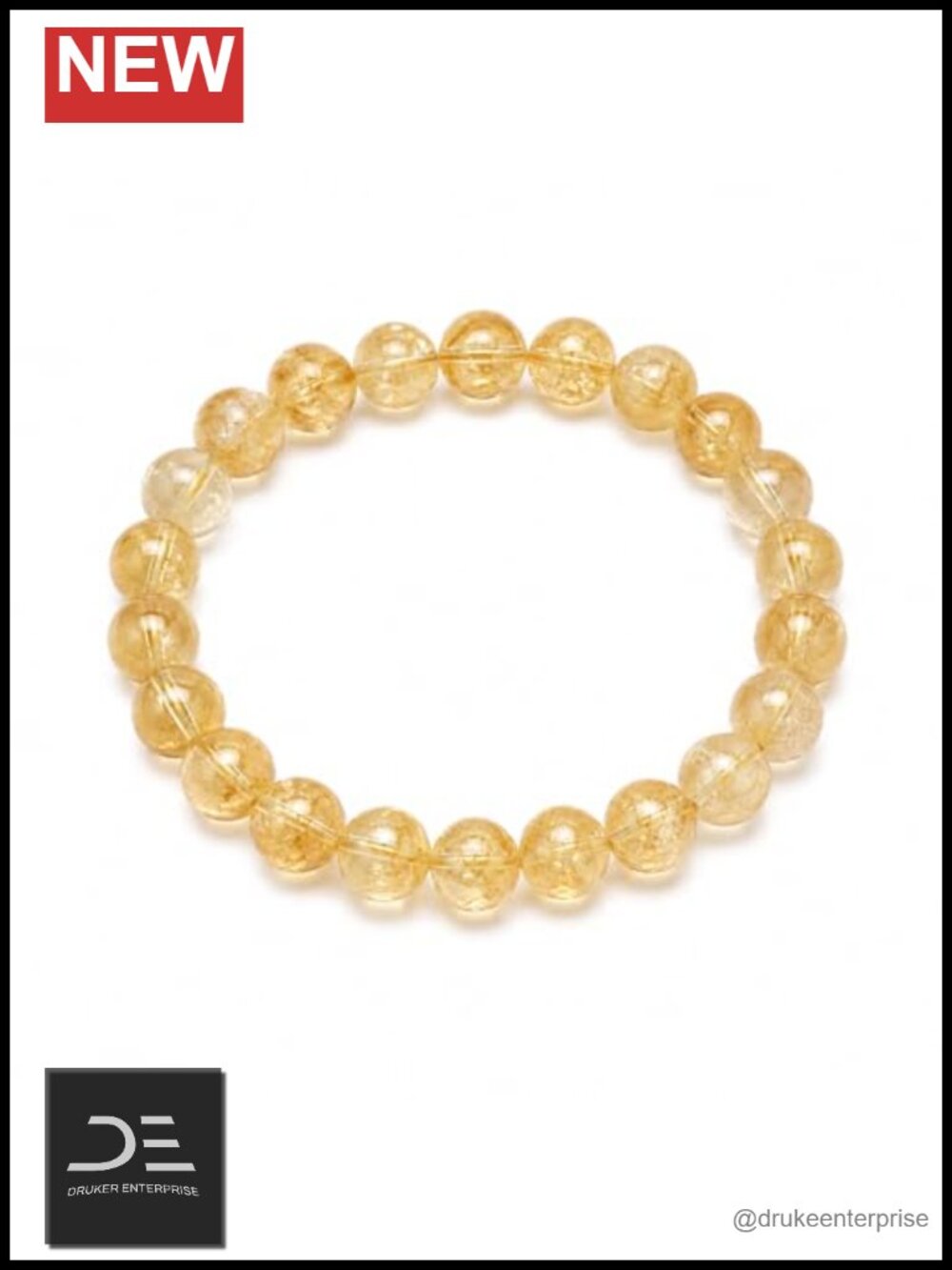 Natural Golden Rutilated Quartz Bracelet 10mm Beaded Stretch Jewelry
